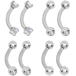 16G 5/16 CZ Gem Internally Threaded Curved Eyebrow Ring Pack Set of 8