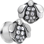 9/16 Clear Gem Steel Allow Me Ladybug Double Flare Tunnel Plug Set