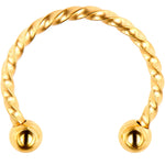 16G 1/2 Gold Tone Seriously Twisted Horseshoe Circular Barbell