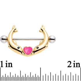 3/4 Pink Faux Opal Diving to You Dolphin Duet Nipple Shield Set
