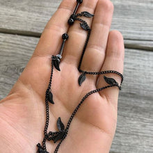 14G 5/8 Black Gem Black Autumn Leaves Dangle Nipple Chain