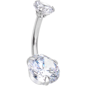 Clear Pink CZ Gem Alluring Elegance Dangle Belly Ring