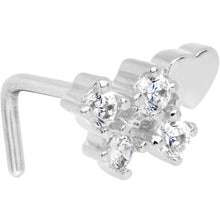 20G Clear CZ Heart Faux Hoop L Shaped Nose Ring