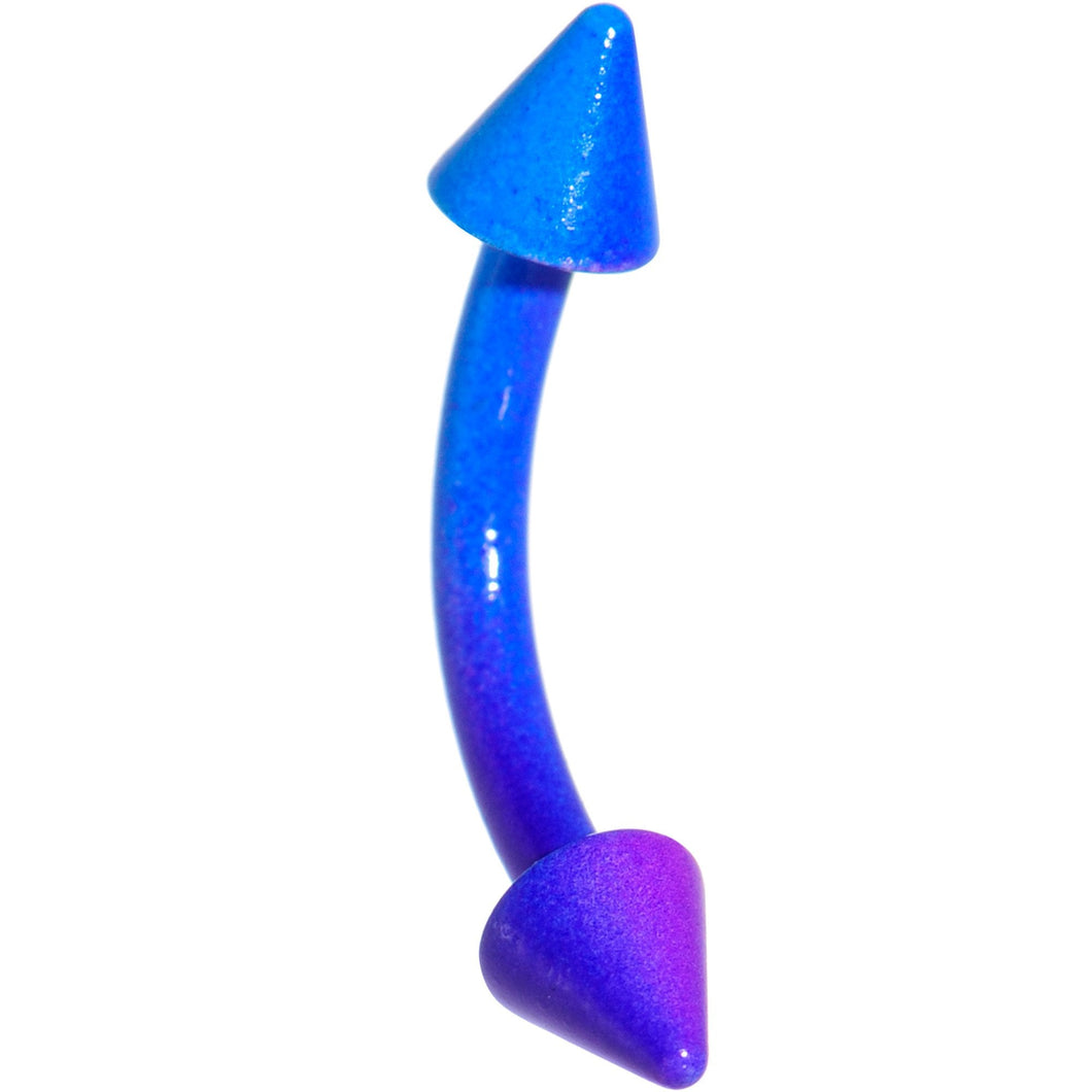 16G 3/8 Color Plated Purple Blue Fade Cone Curved Eyebrow Ring