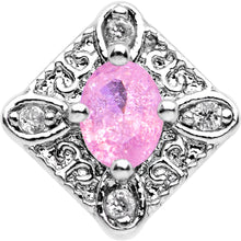 16G 1/4 Clear Pink Gem Rococo Rhombus Tragus Cartilage Earring
