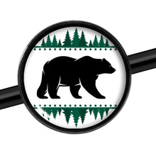 14G Winter Polar Bear in Woods Black Industrial Barbell 37mm