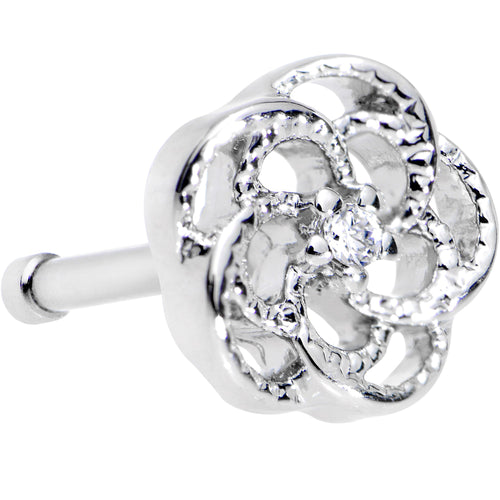 20G 1/4 Clear CZ Gem Fledgling Flower Nose Bone
