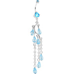 Aqua Gem Prepare To Stare Sleek Curves Dangle Belly Ring