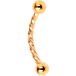 16G 3/8 Rose Gold Tone IP Seriously Twisted Curved Eyebrow Ring