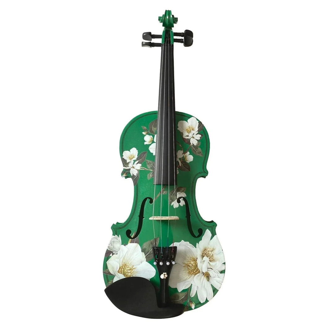 Magnolia Heaven Emerald Green Violin Outfit | Pearl Fine Tuners & Brazilwood Bow