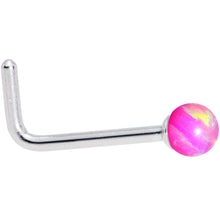 Pink 2.5mm Synthetic Opal Ball L-Shape Nose Ring