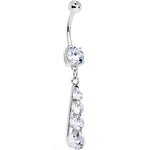 Clear Gem Cascading Waterfall Dangle Belly Ring