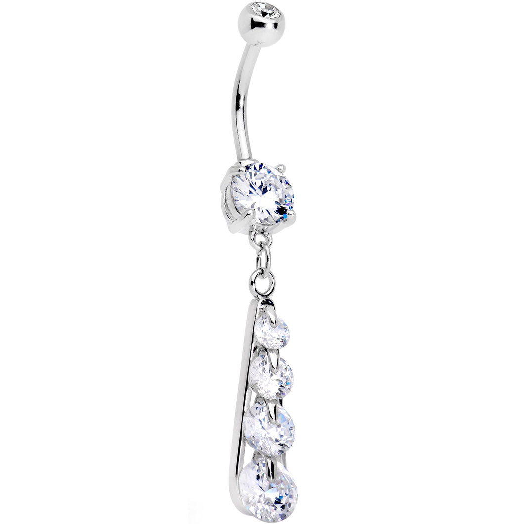 Clear Gem Cascading Waterfall Dangle Belly Ring