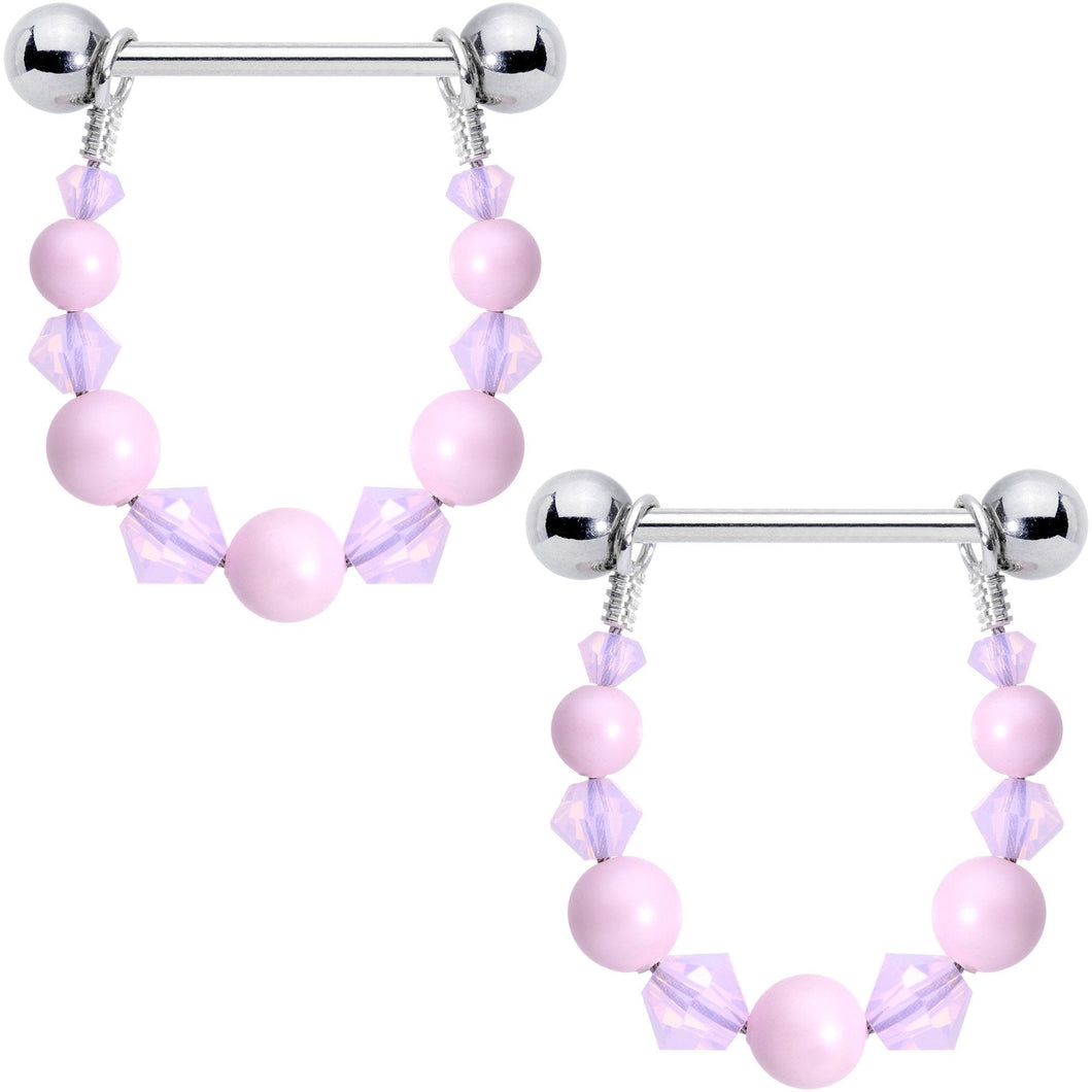 Perfectly Pink Dangle Nipple Ring Set Created with Crystals