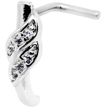 20G Clear CZ Swish Faux Hoop L Shaped Nose Ring