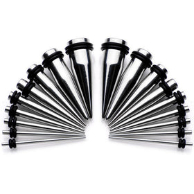 9 Piece Ear Stretching Kit in Stainless Steel Set of 2