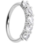 18G 1/4 Clear CZ Gem 14k White Gold Seamless Circular Ring