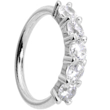 18G 1/4 Clear CZ Gem 14k White Gold Seamless Circular Ring