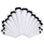 14 to 00G 18 Piece White Acrylic Ear Stretching Taper Kit Set