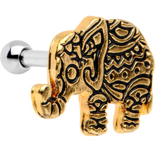 16G 1/4 Gold Tone Boho Elephant Tragus Cartilage Earring