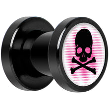 Pink Black Skull Black Anodized Screw Fit Plug Set 2G