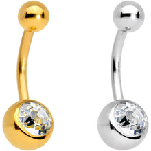 Clear Gem Multi Color Anodized Titanium Belly Ring Set of 5
