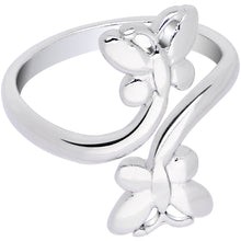 Rhodium Plated Butterfly Duo Toe Ring
