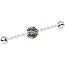 14G Green Red Christmas Sweater Industrial Barbell 37mm