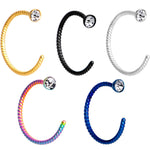20G 5/16 Clear Gem Rainbow Pack Set of 5 Twisted Nose Hoop Rings