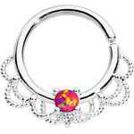 16G 5/16 Red Faux Opal Platinum Plated Seamless Circular Ring