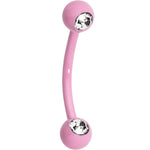 3/8 Clear Gem Pink Acrylic Over Steel Curved Eyebrow Piercing