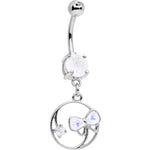 White Faux Opal Tie It In a Bow Dangle Belly Ring