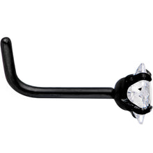 20G 1/4 Clear Square 2.5mm CZ Gem Black IP L-Shape Nose Ring