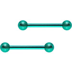 Green Color PVD Sandblasted Barbell Nipple Ring Set
