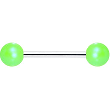 Matte Iridescent Neon Green 6mm Acrylic Ball Barbell Tongue Ring