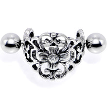 16G 1/2 Clear Gem Filigree Floral Cuff Cartilage Earring