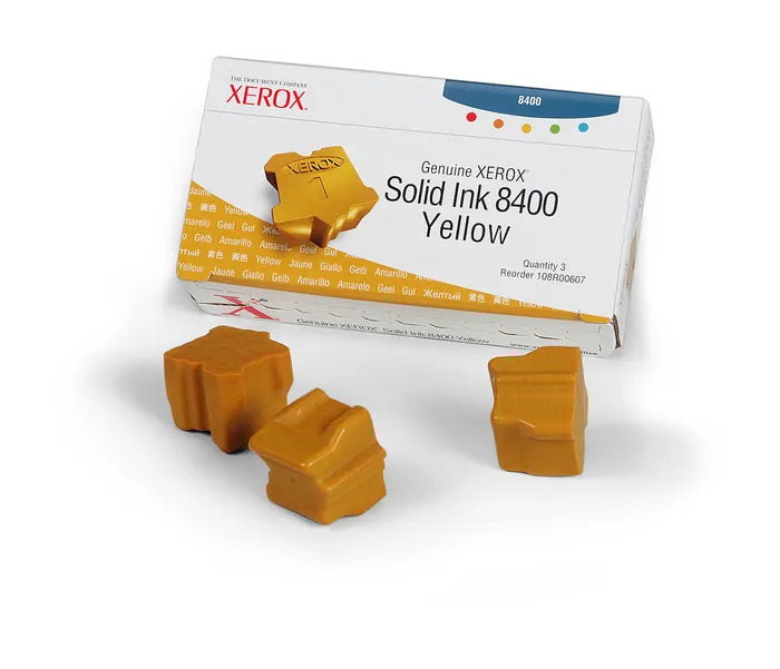 New, Pre-Owned - Xerox Solid Ink 8400 Yellow (3 sticks) (108R00607)