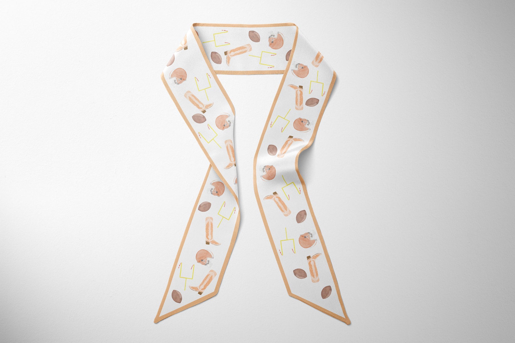 Watercolor Football Silk Twilly Scarf