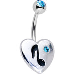 Aqua Gem I Heart Music Belly Ring