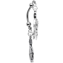 Handcrafted Viking Axe and Helmet Double Mount Dangle Belly Ring