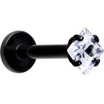 16G 5/16 Clear Gem Black Anodized Raised Rhombus Labret Monroe