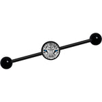 14G Black White Leopard Eyes Black Industrial Barbell 37mm