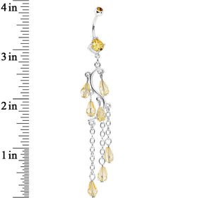 Yellow Gem Prepare To Stare Sleek Curves Dangle Belly Ring