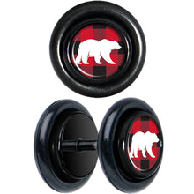 Red Black Plaid Polar Bear Black Cheater Plug Set