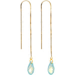 Green Gem 14K Gold Threader Earrings Created with Swarovksi Crystals