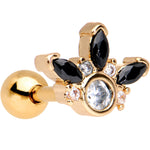 1/4 Clear Black CZ Gem Gold Tone Anodized Cartilage Tragus Earring