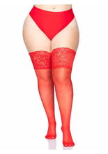 Plus Size Lycra Sheer Stay Up Thigh High with 5in Silicone Lace Top