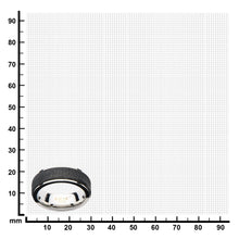 Mens Center Solid Carbon Fiber Ridged Stainless Steel Ring