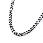 Mens Stainless Steel Black IP Diamond Cut 3mm Chain Link Necklace