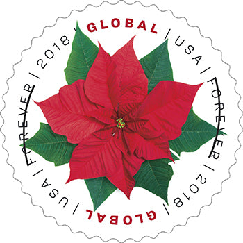 Official USPS 2018 Global Poinsettia International Forever stamp image